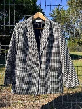 Vintage Dumas Wool Houndstooth Blazer - size see measurements below